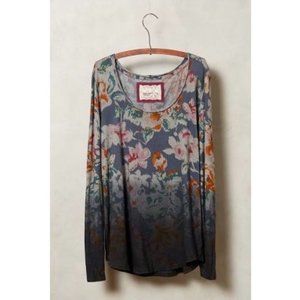 Anthropologie PURE + GOOD Ombré Floral Spectrum Myder Tee Top Knit ~ Large